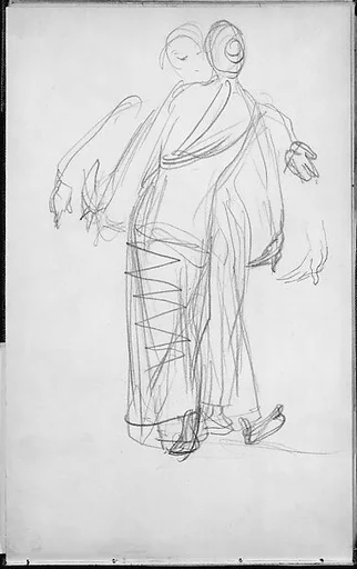Two Standing Javanese Dancers (from Sketchbook of Javanese Dancers)