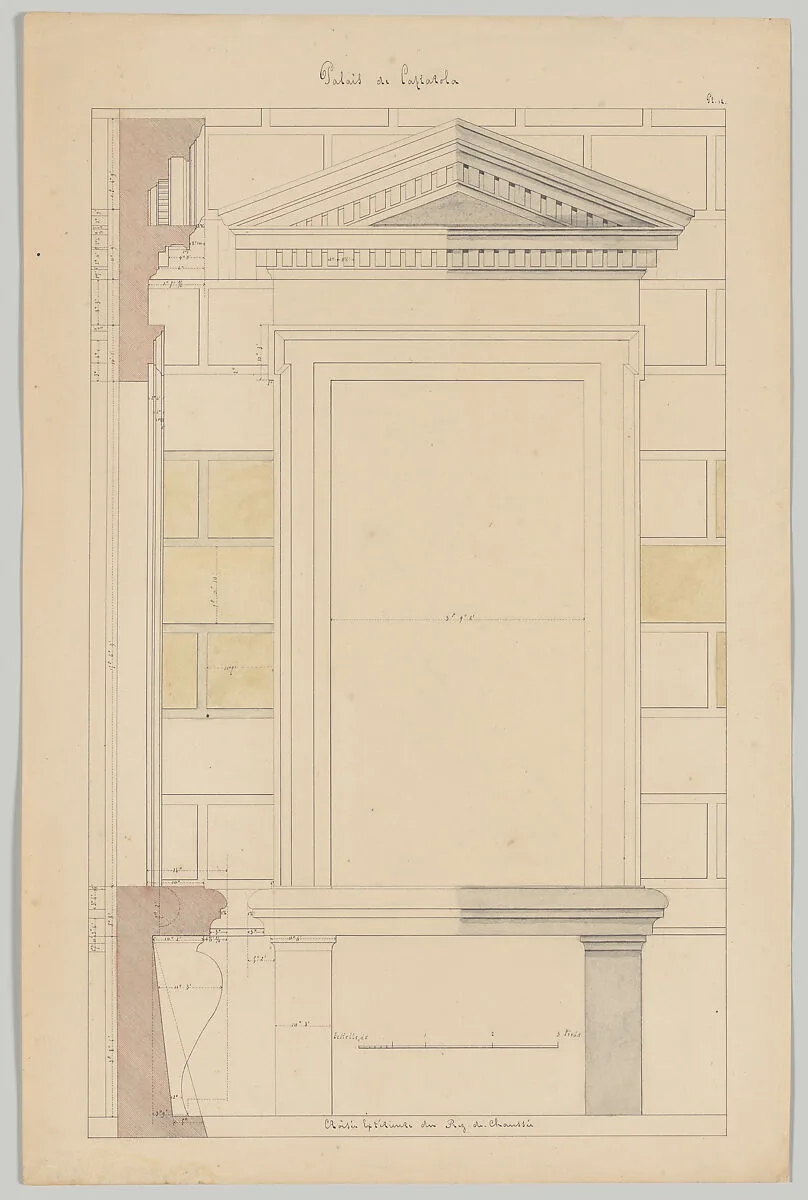 Exterior Window Bay from the Farnese Palace of Caprarola, Preparatory Study for the 'Oeuvres Complètes de Jacques Barozzi de Vignole' — François Debret
