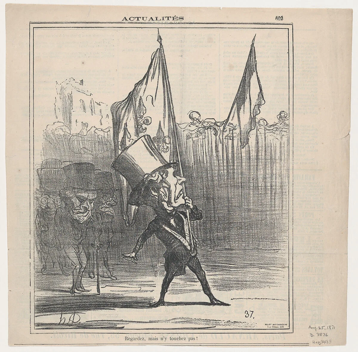 Look, but don't touch!, from 'News of the day,' published in Le Charivari, August 25, 1871 — Honoré Daumier