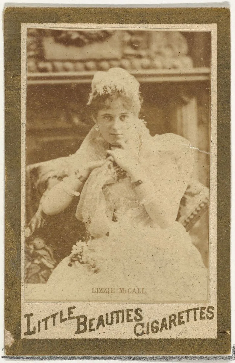 Lizzie McCall, from the Actresses and Celebrities series (N60, Type 1) promoting Little Beauties Cigarettes for Allen & Ginter brand tobacco products — Allen & Ginter