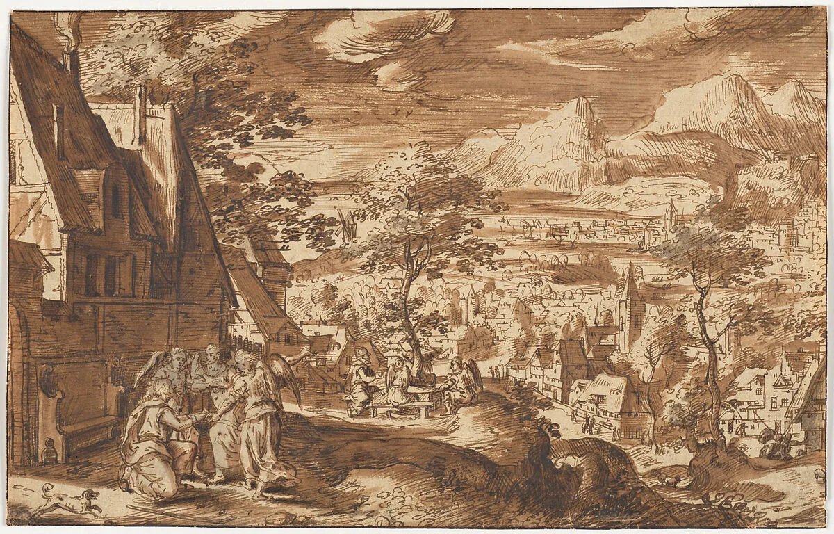 Landscape with Abraham and the Angels — Copy after Hans Bol