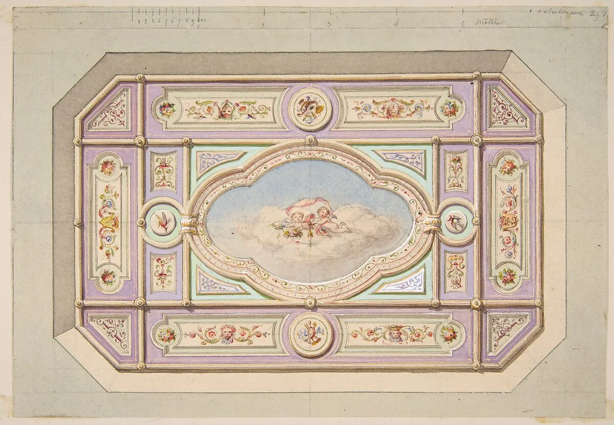 Design for a ceiling with putti — Jules-Edmond-Charles Lachaise|Eugène-Pierre Gourdet