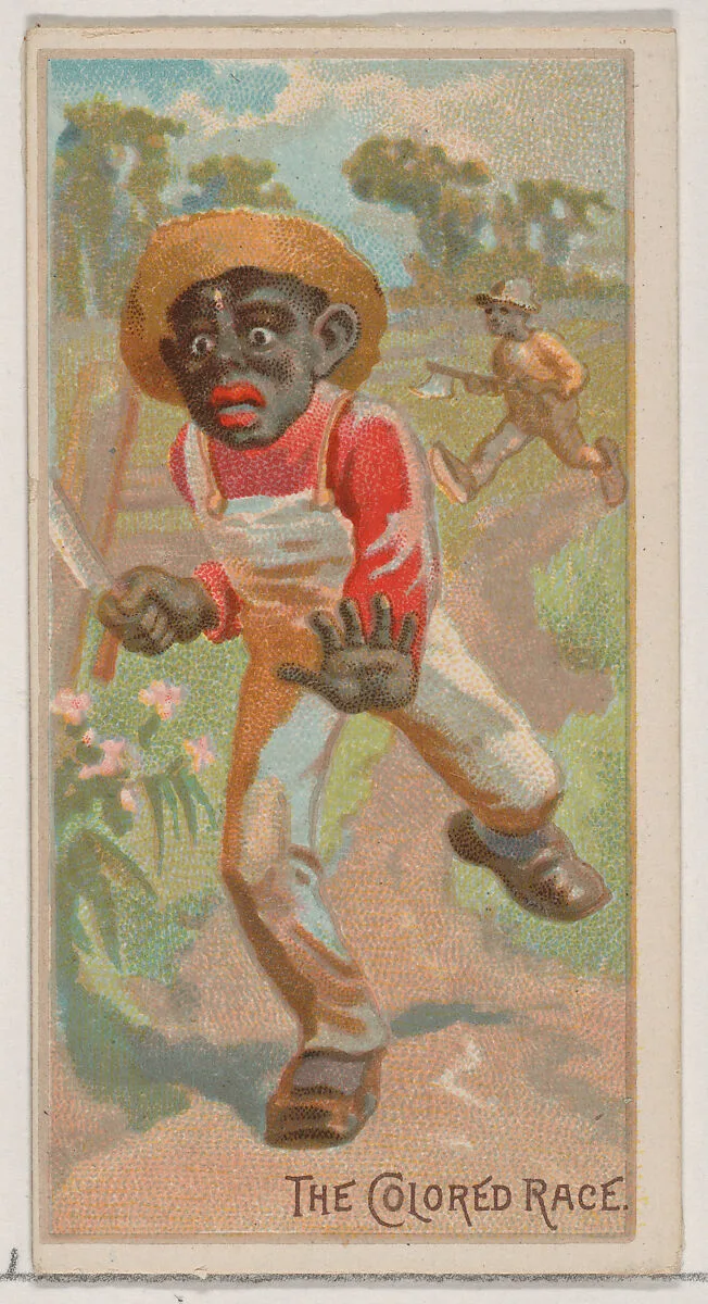 Caricatured figure / The Colored Race, from the Jokes series (N87) for Duke brand cigarettes — W. Duke, Sons & Co.|George S. Harris & Sons