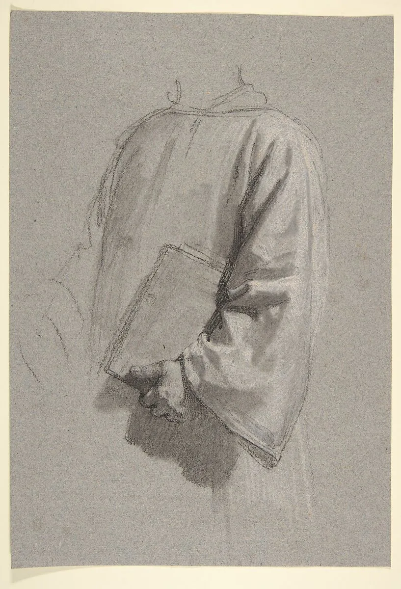 Drapery Study for a Cleric (lower register; study for wall paintings in the Chapel of Saint Remi, Sainte-Clotilde, Paris, 1858) — Isidore Pils