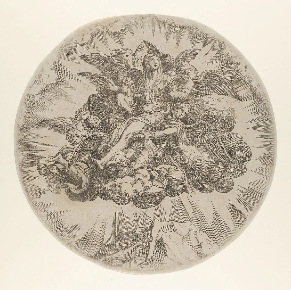 Mary Magdalen carried to Heaven — Jean Mignon