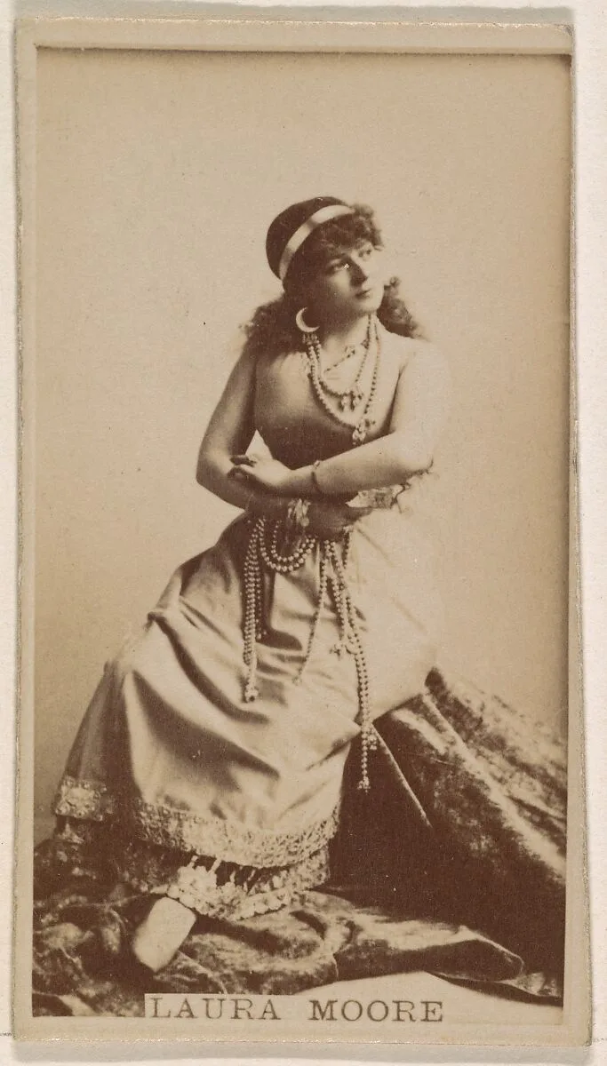 Laura Moore, from the Actresses series (N245) issued by Kinney Brothers to promote Sweet Caporal Cigarettes — Kinney Brothers Tobacco Company