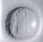 Stamp seal (conoid) with cultic scene and divine beings — Unknown