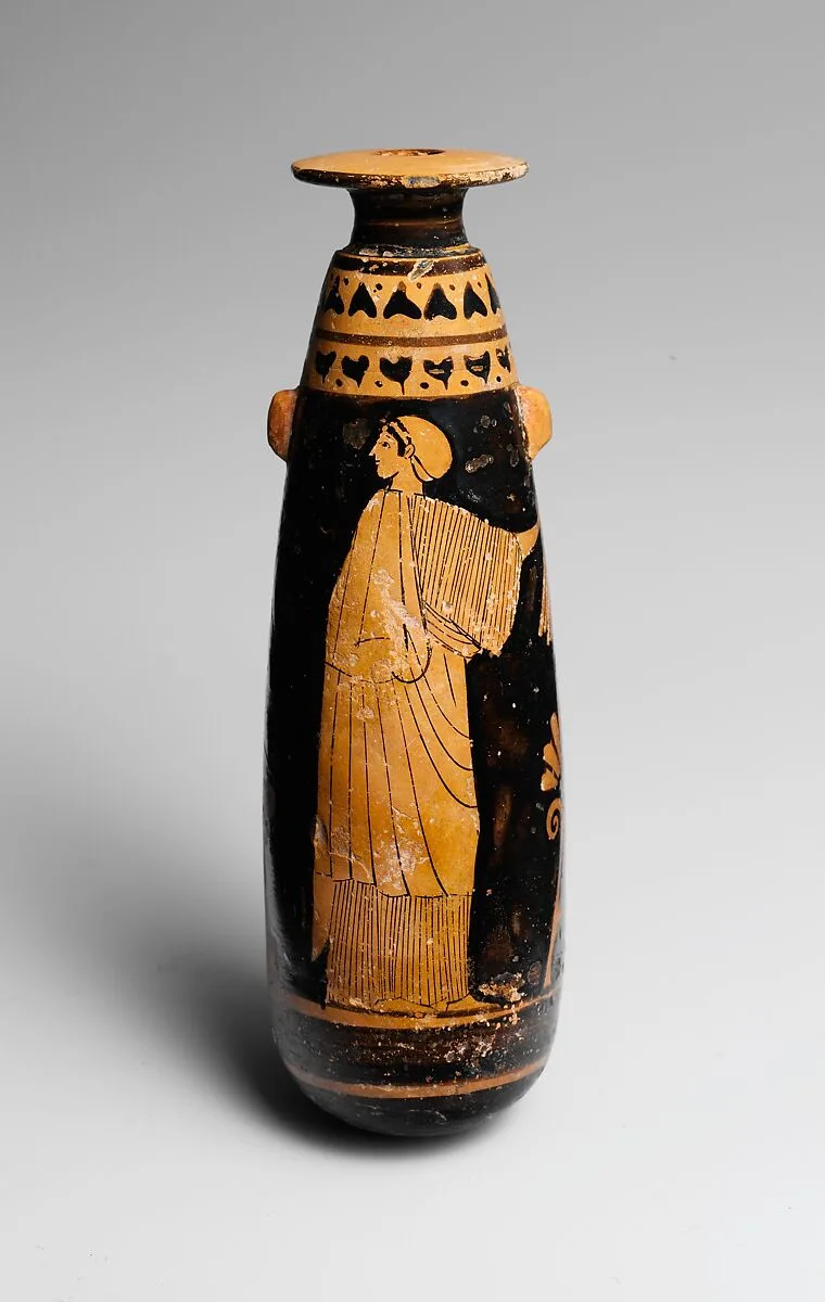 Terracotta alabastron (perfume vase) — Painter of Palermo 1162