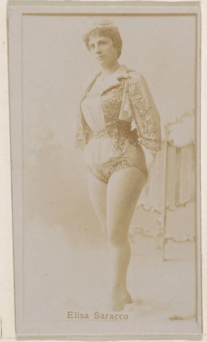 Mlle. Elisa Saracco, from the Actresses series (N245) issued by Kinney Brothers to promote Sweet Caporal Cigarettes — Kinney Brothers Tobacco Company