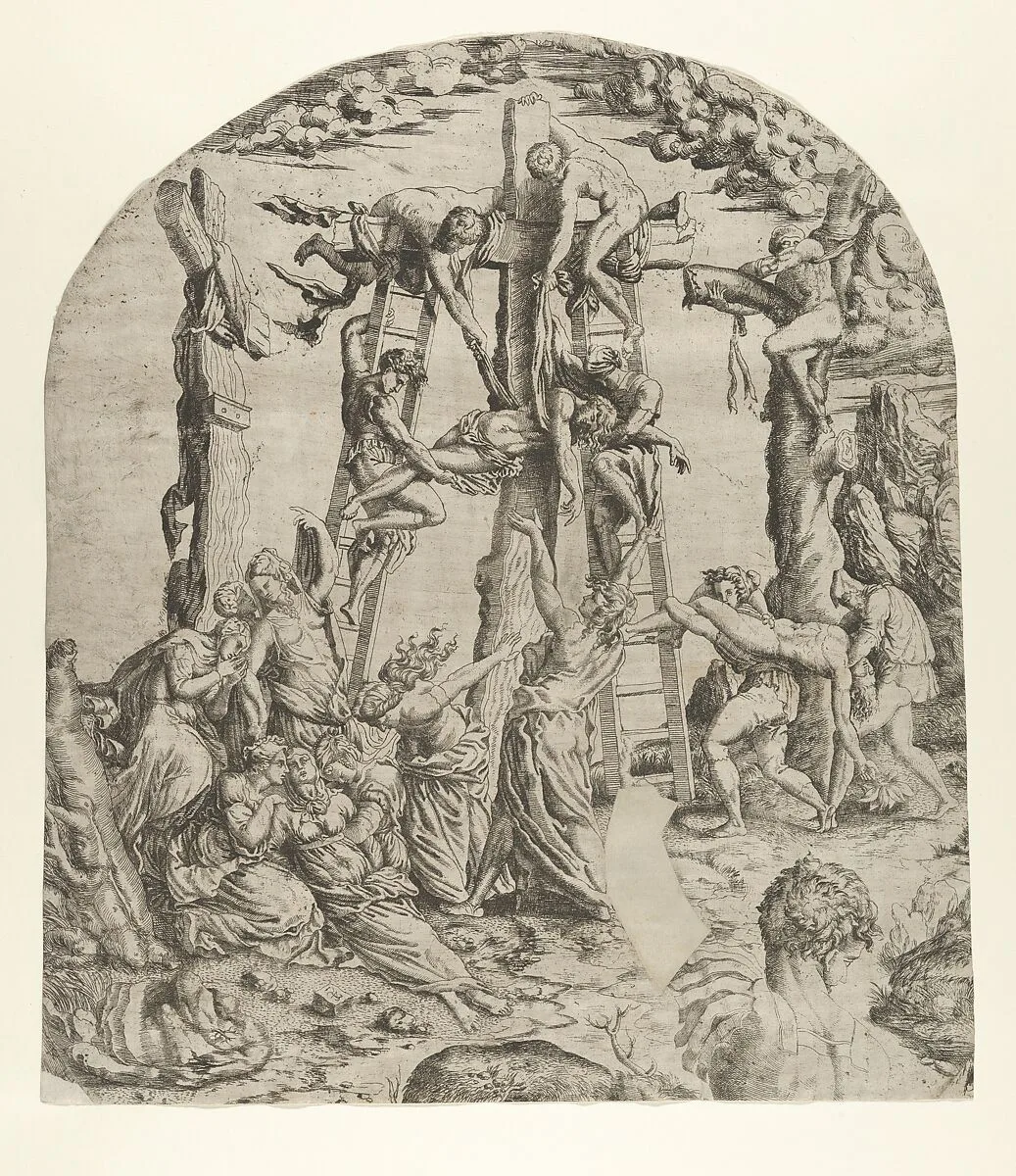 Descent from the Cross — Anonymous, French, School of Fontainebleau, 16th century|Master IQV