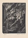 Untitled (Industrial Buildings and Smoke Stacks, many with smoke wisps billowing into the sky line) — Peter Luling