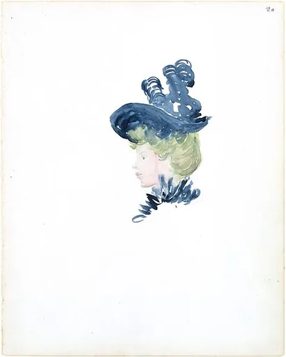 Large Boston Public Garden Sketchbook: Head of a woman in a plumed hat