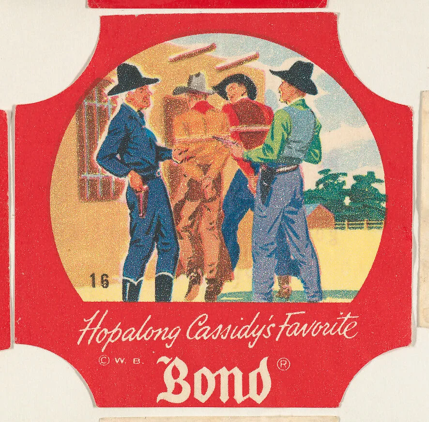 No. 16, from the Hopalong Cassidy bread labels series (D290-8) issued by Bond Bread — Warner Bros|Bond Bread