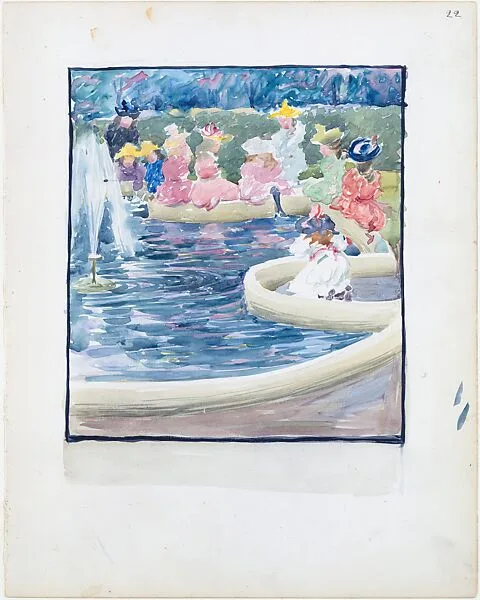 Large Boston Public Garden Sketchbook: A fountain in the Public Garden — Maurice Brazil Prendergast