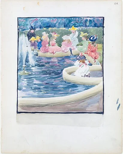Large Boston Public Garden Sketchbook: A fountain in the Public Garden