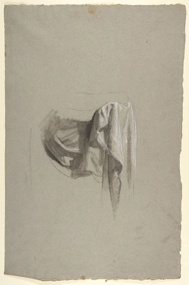 Drapery Study for Figure Holding Crown (middle register); study for wall paintings in the Chapel of Saint Remi, Sainte-Clotilde, Paris, 1858 — Isidore Pils