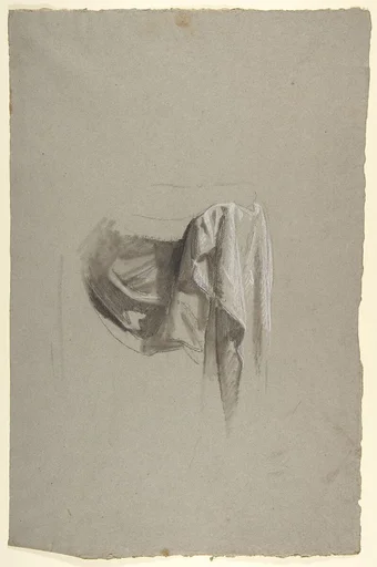 Drapery Study for Figure Holding Crown (middle register); study for wall paintings in the Chapel of Saint Remi, Sainte-Clotilde, Paris, 1858