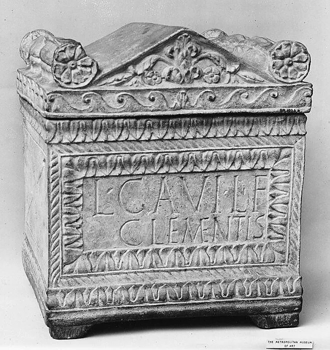 Marble cinerary chest with lid — Unknown