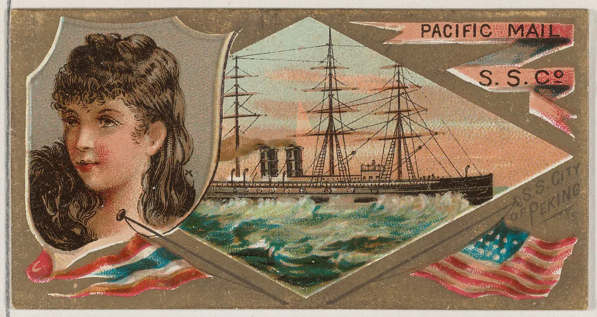 Steamship City of Peking, Pacific Mail Steamship Company, from the Ocean and River Steamers series (N83) for Duke brand cigarettes — W. Duke, Sons & Co.