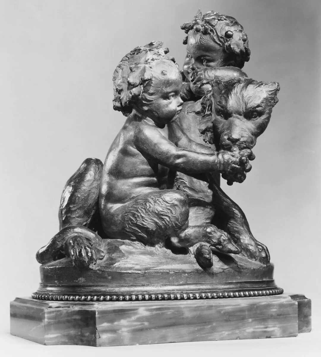 Infant and satyr child with a panther — Louis Félix de La Rue
