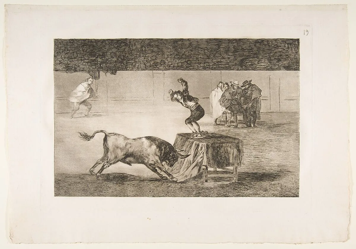 Plate 19 of "La Tauromaquia": Another madness of his in the same ring — Goya (Francisco de Goya y Lucientes)