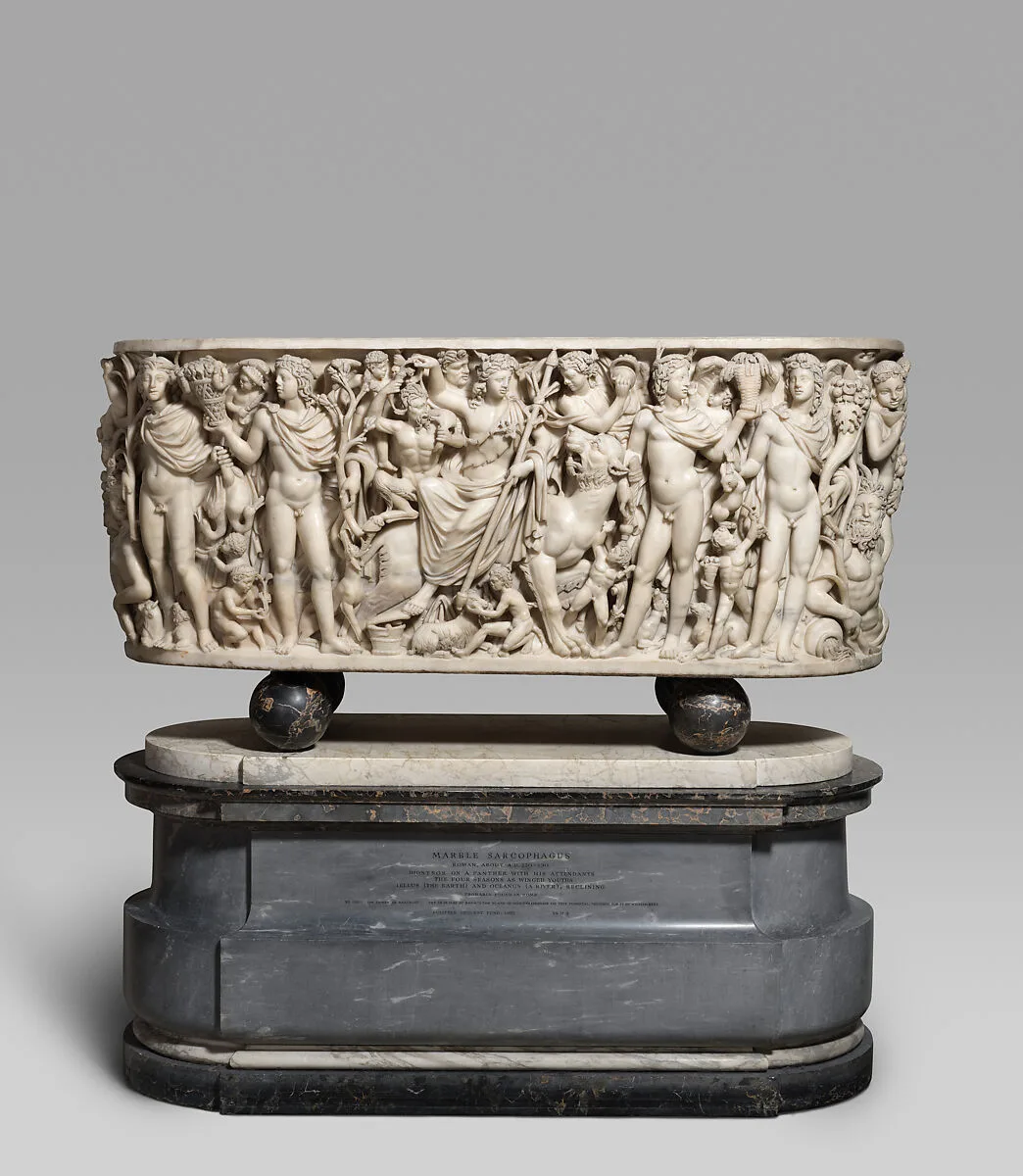 Marble sarcophagus with the Triumph of Dionysos and the Seasons — Unknown