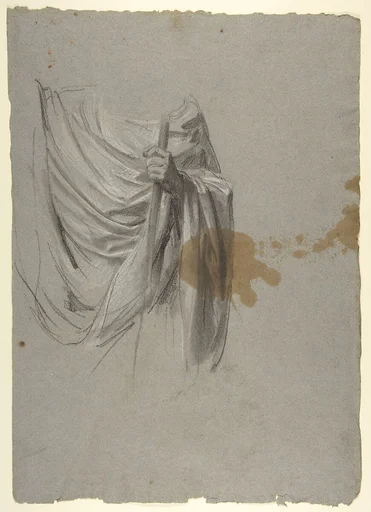 Drapery Study for Saint Remi (middle register; study for wall paintings in the Chapel of Saint Remi, Sainte-Clotilde, Paris, 1858)