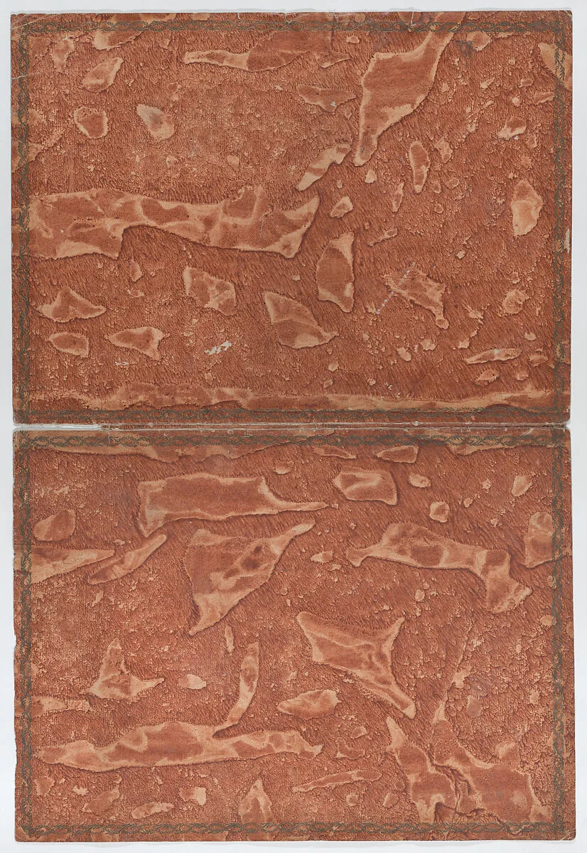 Orange brown paste paper book cover with border — Anonymous
