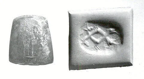 Stamp seal (octagonal pyramid) with animals and divine symbols