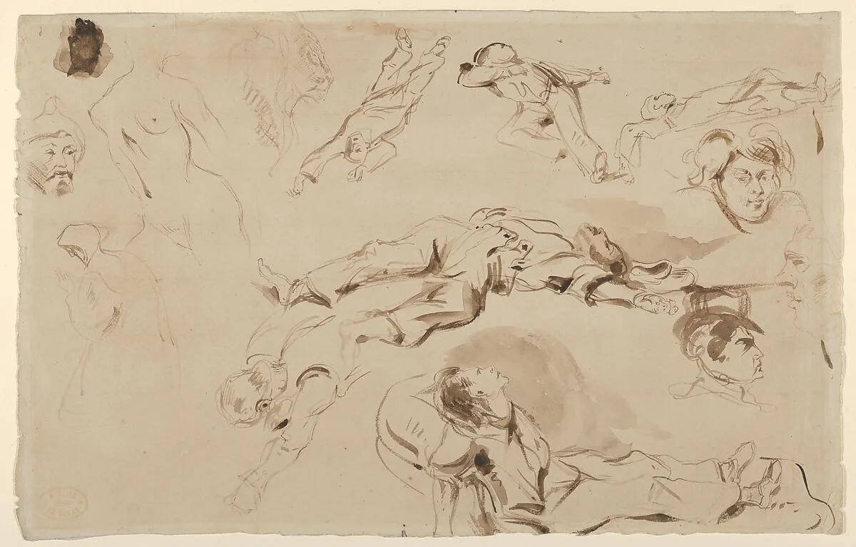 Figure Studies related to "Liberty Leading the People" — Eugène Delacroix