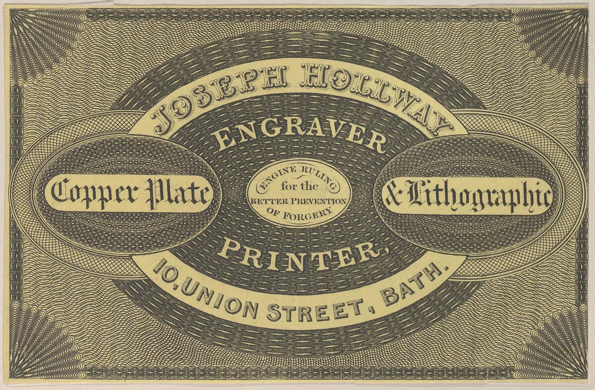 Trade Card for Joseph Hollway, Engraver & Printer — Anonymous, British, 19th century