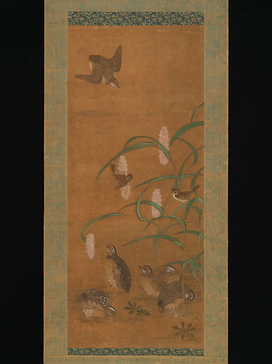 鶉雀粟図|Quail, Sparrows, and Millet — Unknown