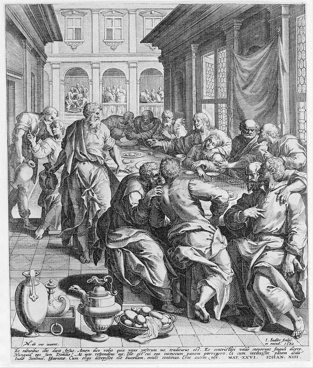 Last Supper from the Passion of Christ — Johann Sadeler I|Maerten de Vos