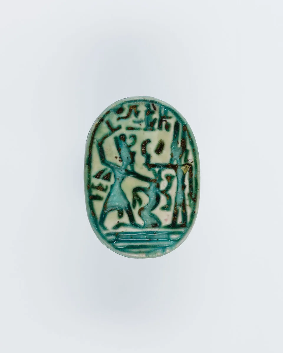 Scarab Depicting Ramesses II Smiting a Prisoner Before Amun — Unknown