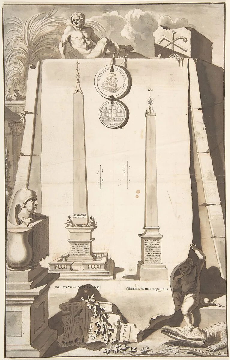 A View of Two Obelisks, One in the Vatican and the Other on the Esqualine Hill — Jan Goeree