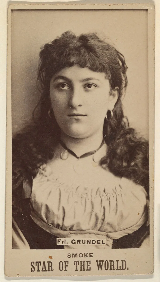 Fraulein Grundel, from the Star of the World series (N672), issued by A. Hershey & Bros. to promote Star of the World Tobacco — A. Hershey & Bros.