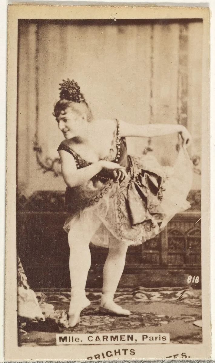Mlle. Carmen, Paris, from the Actors and Actresses series (N45, Type 1) for Virginia Brights Cigarettes — Allen & Ginter