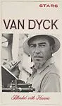 Bearded man in white brimmed hat smoking cigar, from the Smoker Portraits series (T134) to promote Van Dyck Cigars — Dutch Master Cigars