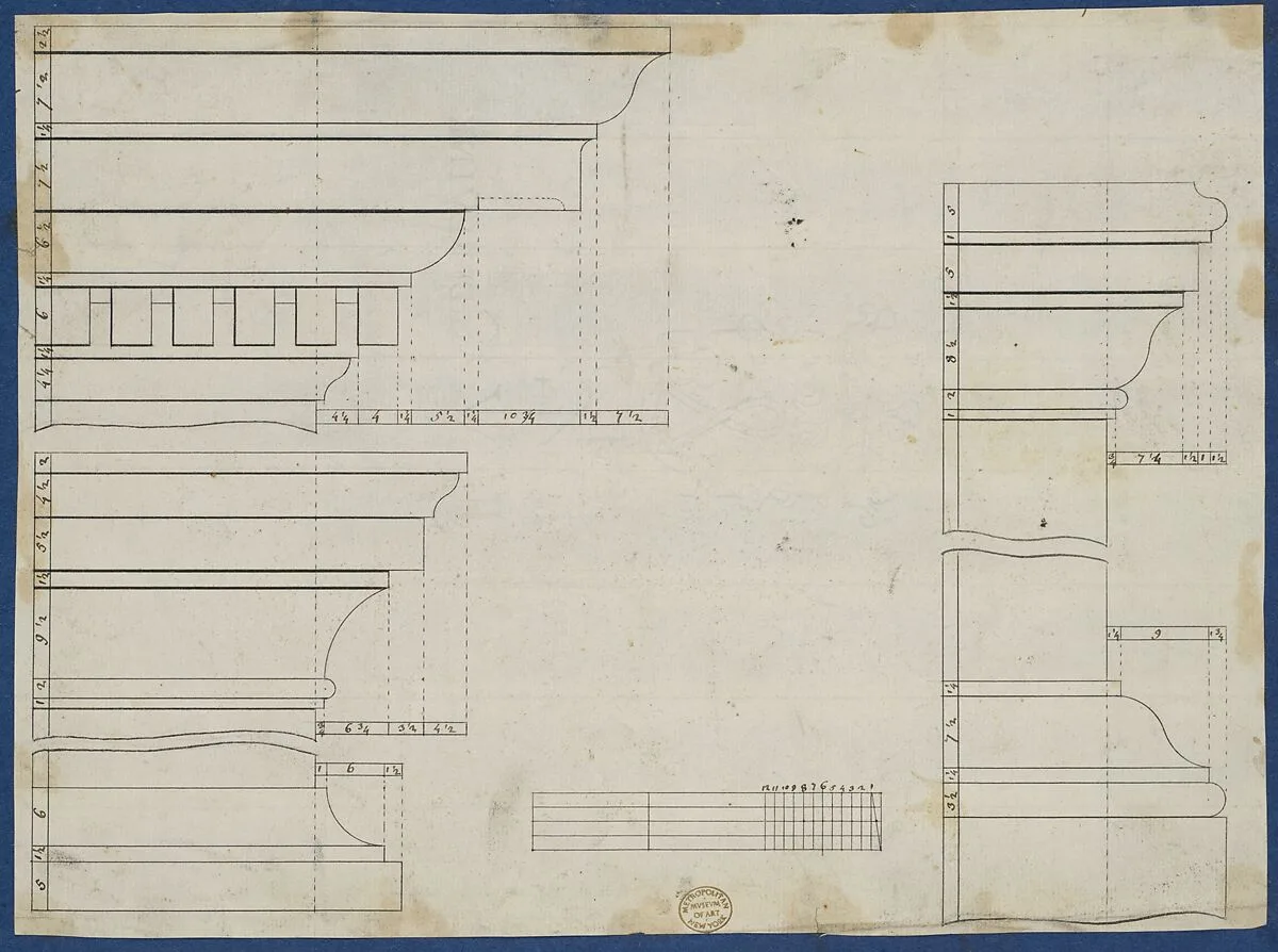 Moldings for Library Bookcase, from Chippendale Drawings, Vol. II — Thomas Chippendale