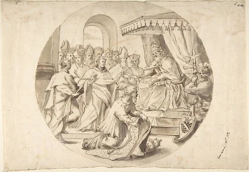 A Pope Recieving a Saint