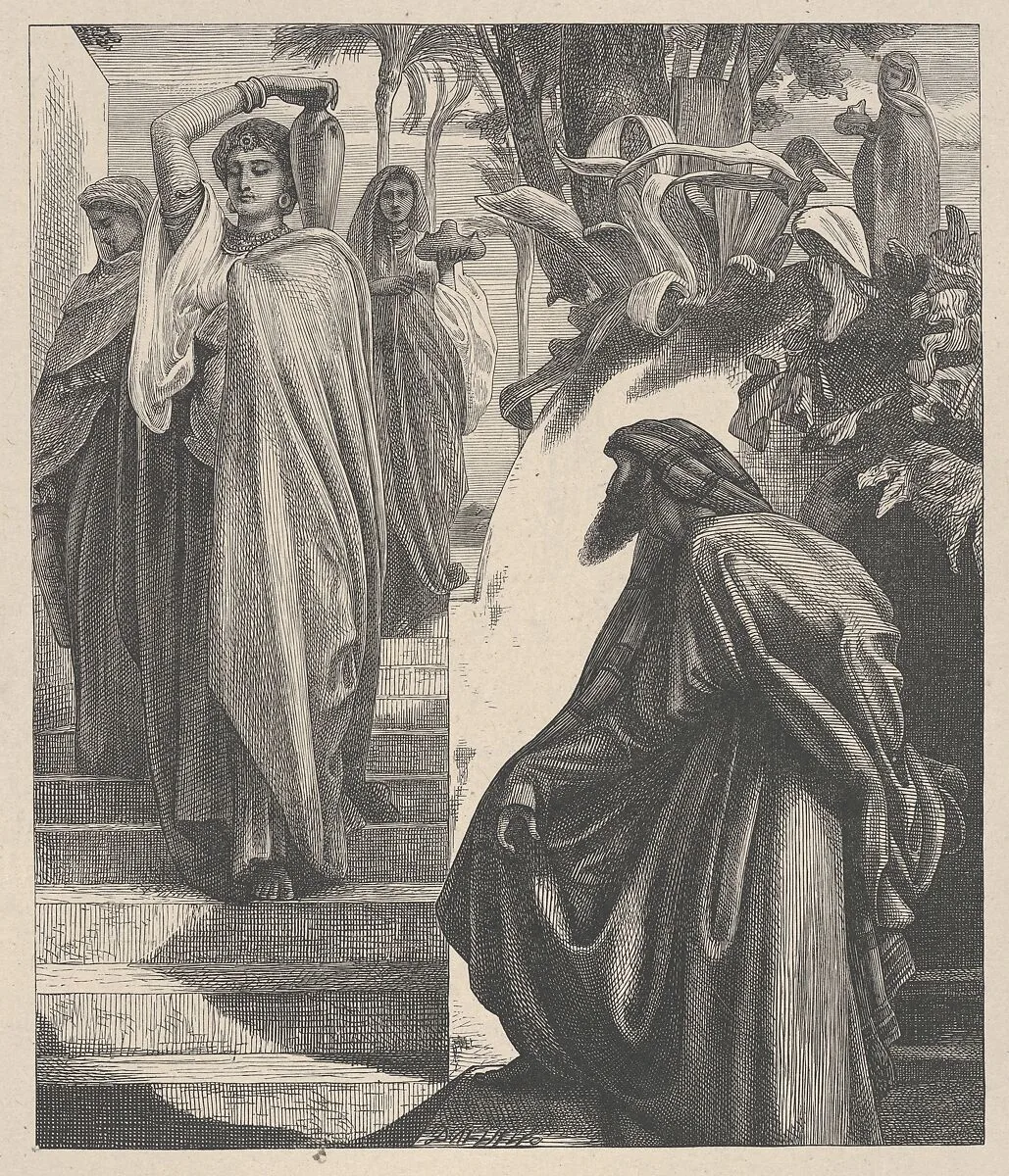 Eliezer and Rebekah, from "Dalziels' Bible Gallery" — Camden Press|Scribner and Welford|Dalziel Brothers|Frederic, Lord Leighton