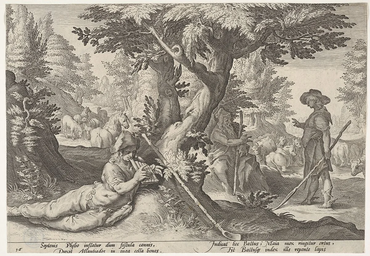 Mercury and Battus — Robert Willemsz de Baudous|Hendrick Goltzius