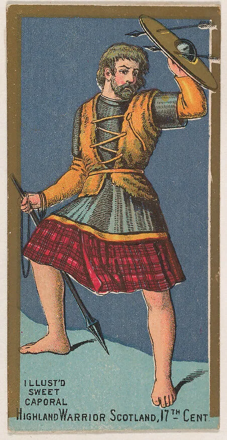 Highland Warrior, Scotland, 17th Century, from the Military Series (N224) issued by Kinney Tobacco Company to promote Sweet Caporal Cigarettes — Kinney Brothers Tobacco Company