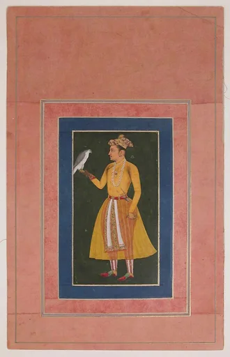 "Portrait of a Prince in Yellow Robe, Holding a Falcon", Folio from the Davis Album