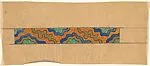 Panel with Diagonal Undulating Gold Lines Outlined by Areas of Orange and Blue — Anonymous, French, 20th century