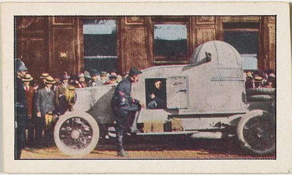 Card No. 137, One of Belgium's Armored Motor Cars, from the World War I Scenes series (T121) issued by Sweet Caporal Cigarettes — Underwood & Underwood|American Tobacco Company