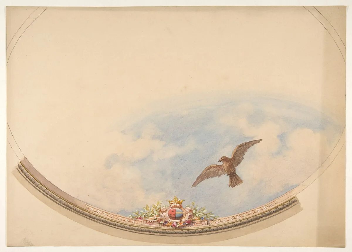 Design for a ceiling painted with clouds and a soaring eagle — Jules-Edmond-Charles Lachaise|Eugène-Pierre Gourdet