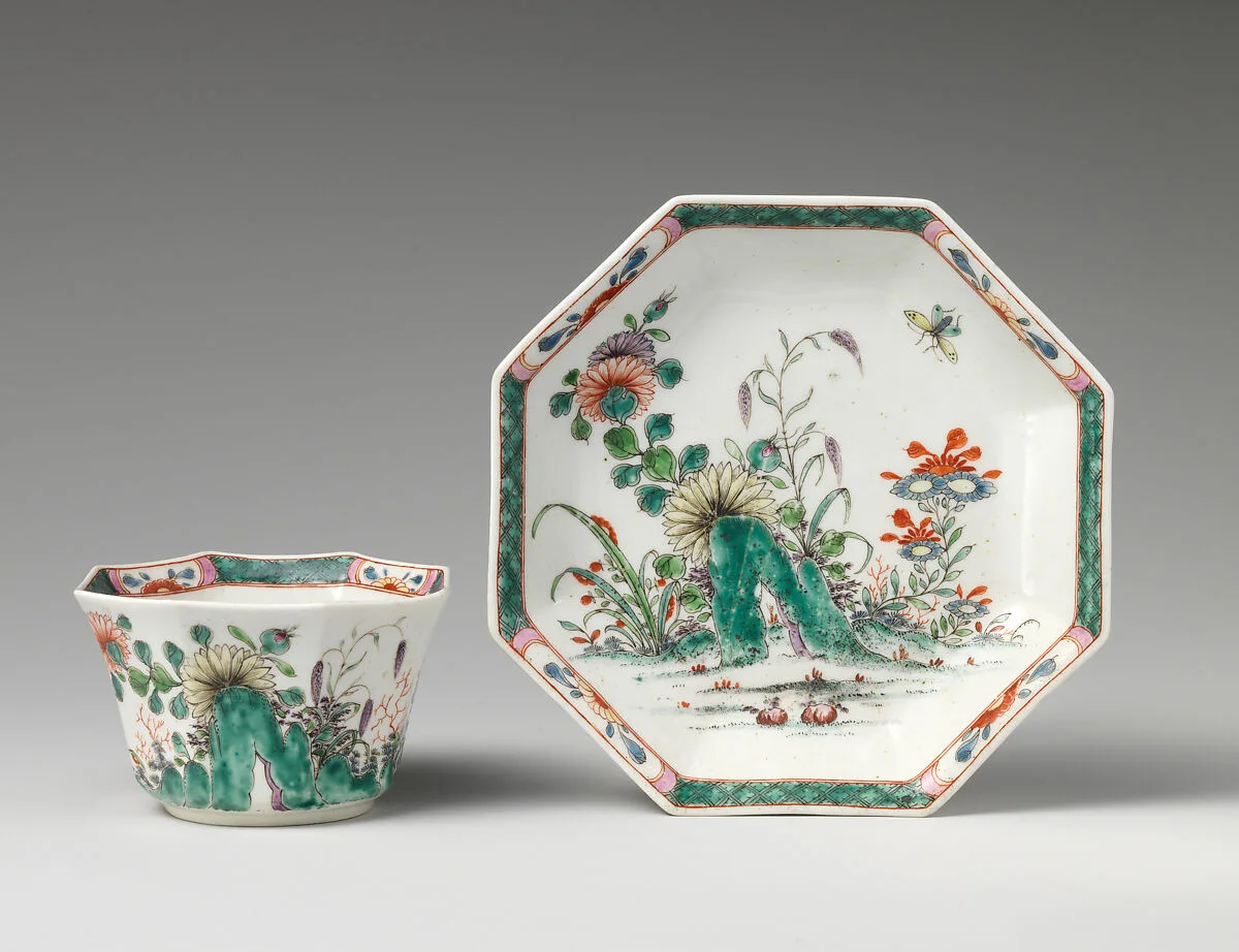 Teabowl and saucer — Worcester factory
