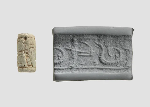 Cylinder seal with hunting scene