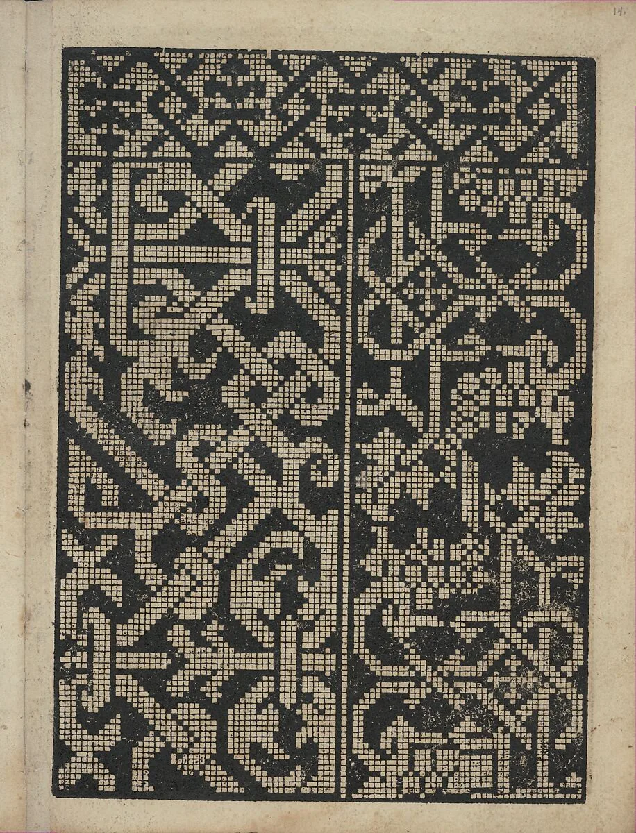 Libbretto nouellamete composto per maestro Domenico da Sera...lauorare di ogni sorte di punti, page 14 (recto) — Domenico da Sera